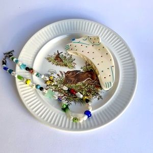Vintage Cottagecore Decorative Bunny Plate - Wall + Shelf Decor / Jewelry Dish​